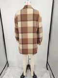 Plus Size Loose Plaid Mauney Long Sleeve Shirt Coat YIM-370