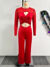 Sexy Hollow Out Wide Leg Jumpsuit NY-10687