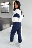 Letter Print Color Block Sweatshirt Two Piece Set SSNF-211405