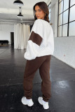 Letter Print Color Block Sweatshirt Two Piece Set SSNF-211405