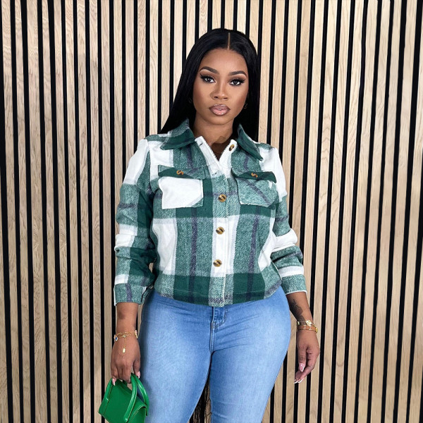 Long Sleeve Plaid Print Shirt YIM-383