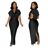 Sexy V-neck Short Sleeve Slim Dress YF-10697
