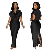 Sexy V-neck Short Sleeve Slim Dress YF-10697