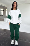 Letter Print Color Block Sweatshirt Two Piece Set SSNF-211405