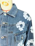 Fashion Long Sleeve Print Denim Coat CH-88005