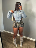 Irregular Side Cutout Short Denim Top CH-88006