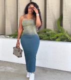 Gradient Tube Tops Split Denim Dress GAKF-A30712