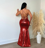 Sexy V-Neck Metallic Skinny Evening Dress AIL-264