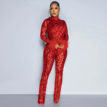 Sequin Slim Fit Long Sleeve Jumpsuit CYA-900992