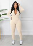Casual Sports Zipper Long Sleeve Jumpsuit MZ-2764