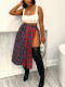 Casual Slit Plaid Half-body Skirt ZDF-31333