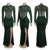 Hot Diamond Pearl See-through Split Dress NY-2986