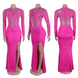 Hot Diamond Pearl See-through Split Dress NY-2986