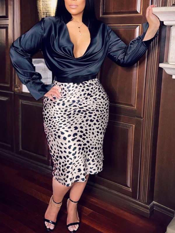 Sexy Leopard Print Half Body Skirt ZDF-31331