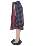 Casual Slit Plaid Half-body Skirt ZDF-31333