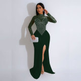 Hot Diamond Pearl See-through Split Dress NY-2986