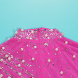 Hot Diamond Pearl See-through Split Dress NY-2986