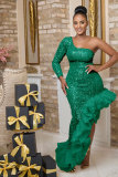 Sequin One-Shoulder Mesh Patchwork Irregular Dress NY-3115