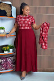 Plus Size Print Coat And Maxi Dress Two Piece Set GJXI-510