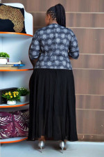Plus Size Print Coat And Maxi Dress Two Piece Set GJXI-510