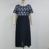 Plus Size Print Coat And Maxi Dress Two Piece Set GJXI-510