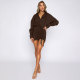 Fashion V Neck Drawstring Mini Dress HNIF-172
