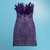 Sexy Feather Hot Diamond Beaded Dress NY-2737