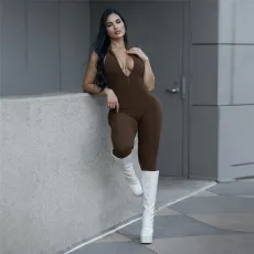 Sleeveless Low Neck Backless High Waisted Jumpsuit XEF-40867