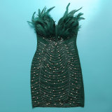 Sexy Feather Hot Diamond Beaded Dress NY-2737
