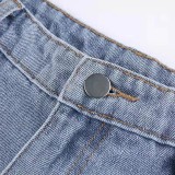 Pentagonal Contrast Color Straight Jeans  GQLF-6002