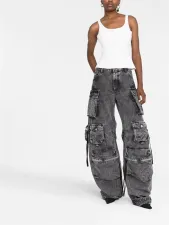 Multi-pocket Washed Wide-leg Jeans  GQLF-30006
