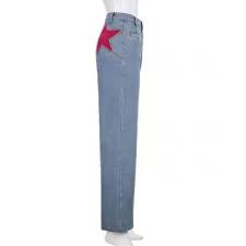 Pentagonal Contrast Color Straight Jeans  GQLF-6002