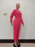 Patchwork Padded Casual Sports Hooded Two Piece Set AL-7507