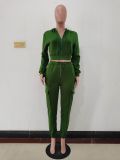 Patchwork Padded Casual Sports Hooded Two Piece Set AL-7507