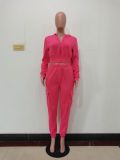 Patchwork Padded Casual Sports Hooded Two Piece Set AL-7507