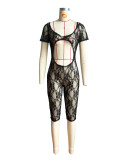 Sexy Lace Big U Neck Backless Romper CH-24011