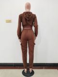 Patchwork Padded Casual Sports Hooded Two Piece Set AL-7507