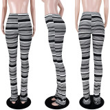 Colorful Striped Knit Hollow Out Stacked Flared Pants ASL-6585