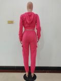 Patchwork Padded Casual Sports Hooded Two Piece Set AL-7507