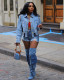 Drill Irregular Long Sleeve Denim Jacket Coat TE-4661