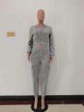 Patchwork Padded Casual Sports Hooded Two Piece Set AL-7507