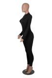Long Sleeve Zipper Solid Tight Jumpsuit HNIF-3112