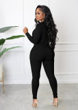Long Sleeve Zipper Solid Tight Jumpsuit HNIF-3112