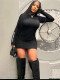 Casual Letter Print Long Sleeve Mini Dress GDNY-1073