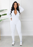 Long Sleeve Zipper Solid Tight Jumpsuit HNIF-3112