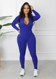 Long Sleeve Zipper Solid Tight Jumpsuit HNIF-3112