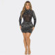 Sequin See-through Mesh Splicing Mini Dress NY-3103