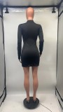 Casual Letter Print Long Sleeve Mini Dress GDNY-1073