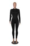 Long Sleeve Zipper Solid Tight Jumpsuit HNIF-3112