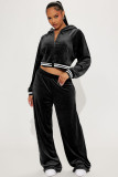 Fashion Rib Splicing Hoodies Two Piece Pants Set YD-8798